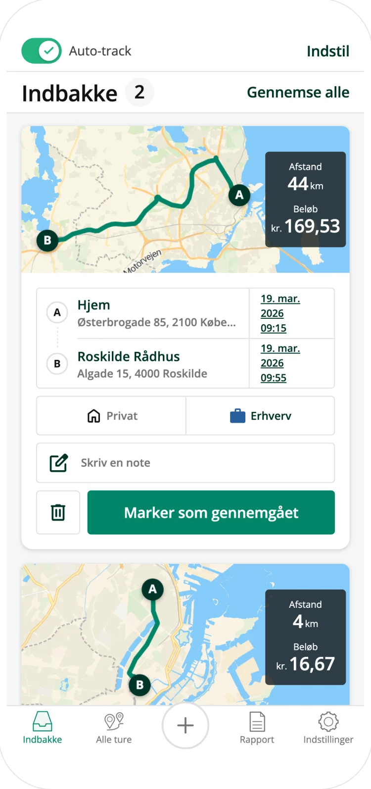 Driversnote classifying trips